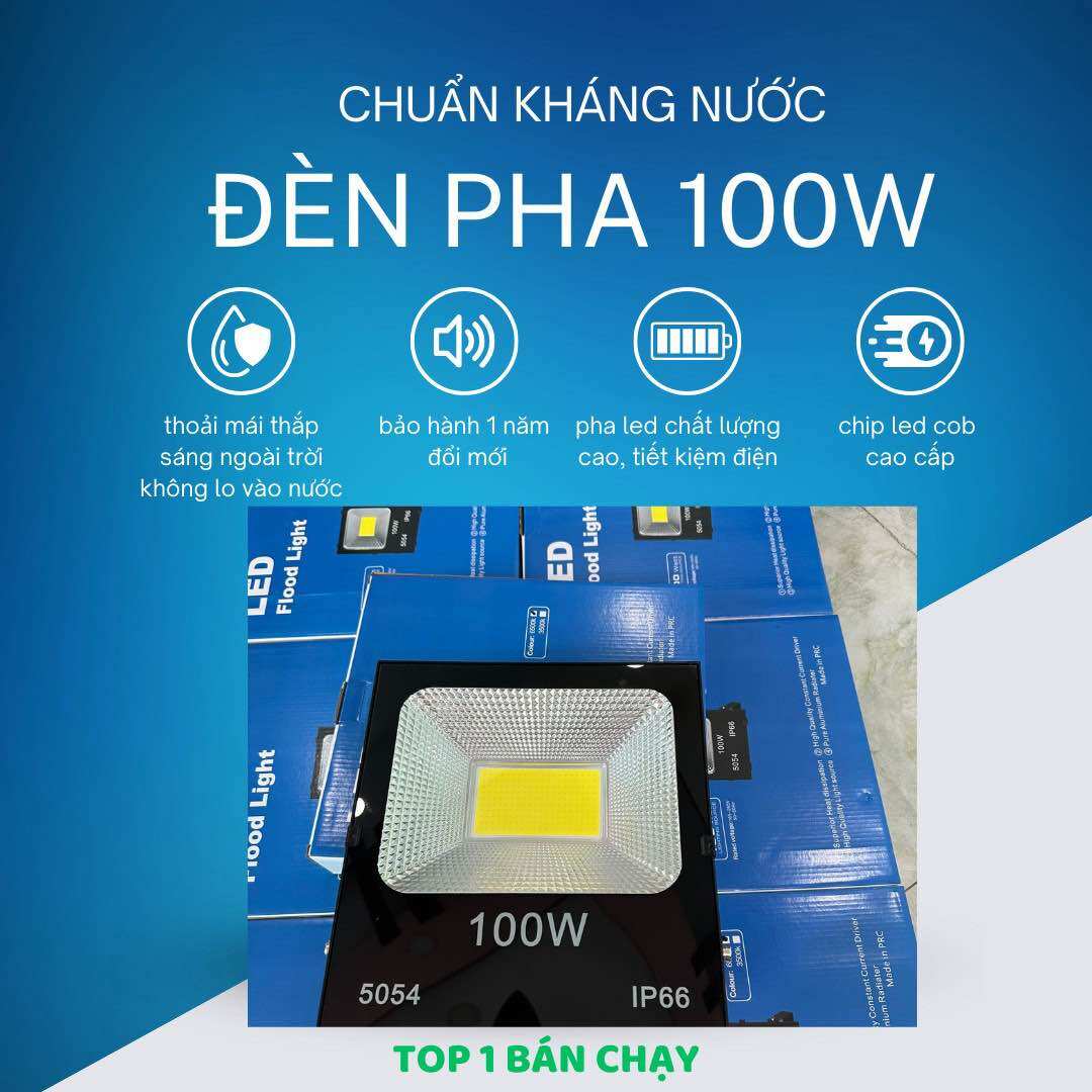 Đèn Pha Led 100w T.O.T thoải mái chiếu sáng ngoài trời, siêu sáng chống nước 100%