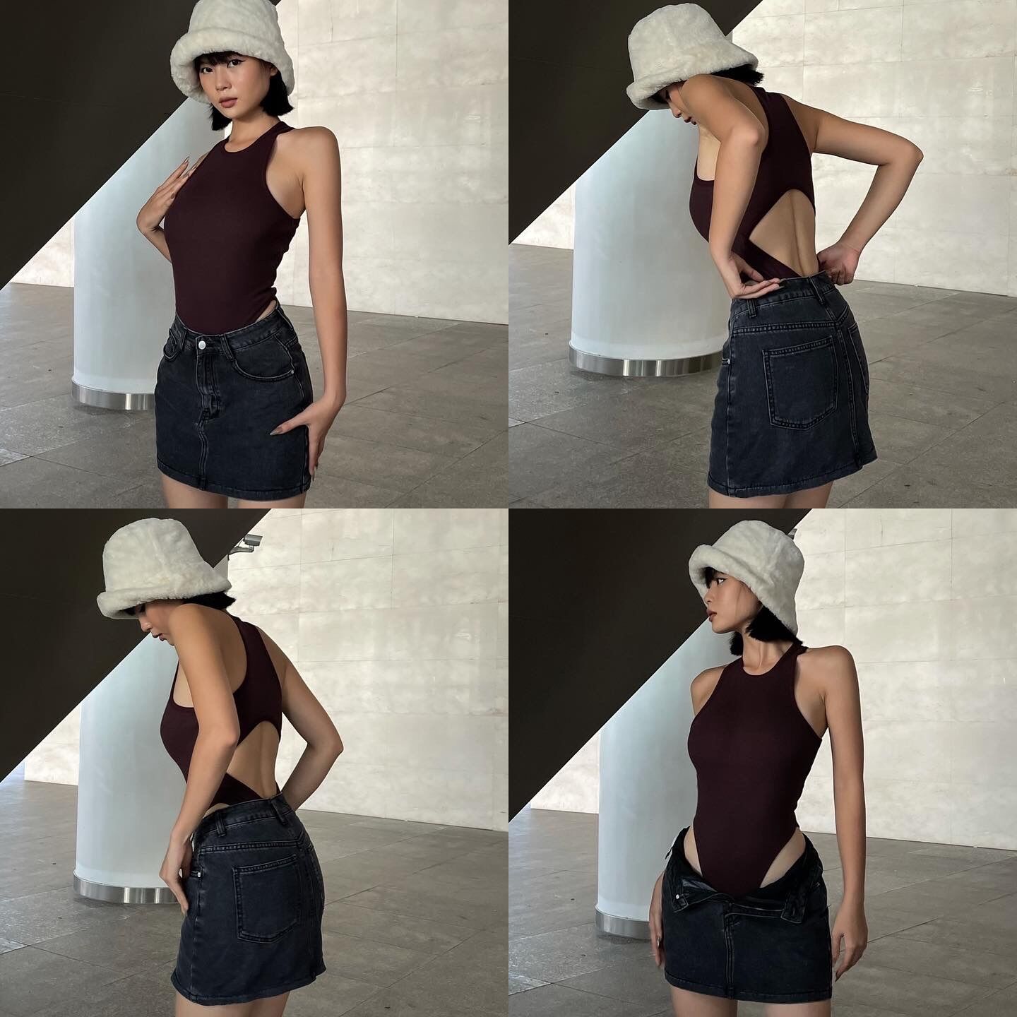 Áo liền quần thun gân Tobi bodysuit ba lỗ hở lưng