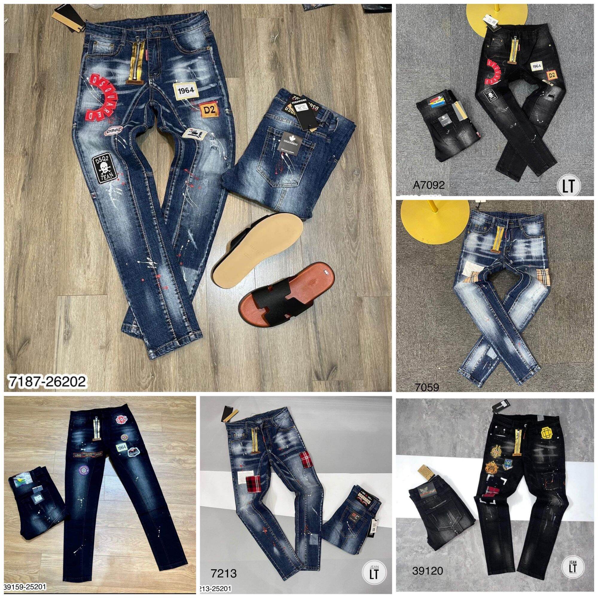 Quần jeans Dsq xanh dáng dài nam bản đẹp khoá lệch hot hit - Quần ống côn nam giá rẻ - Quần jean nam bò mềm