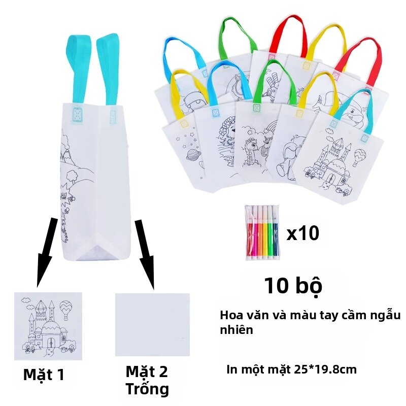 Túi Tô Màu Không Dệt Tự Làm Quà Tặng Sinh Nhật Trẻ Em Đồ Nhồi Piñata Túi Quà Tặng Cho Trẻ Từ 3-12 Tuổi Đồ Dùng Cho Tiệc Tùng