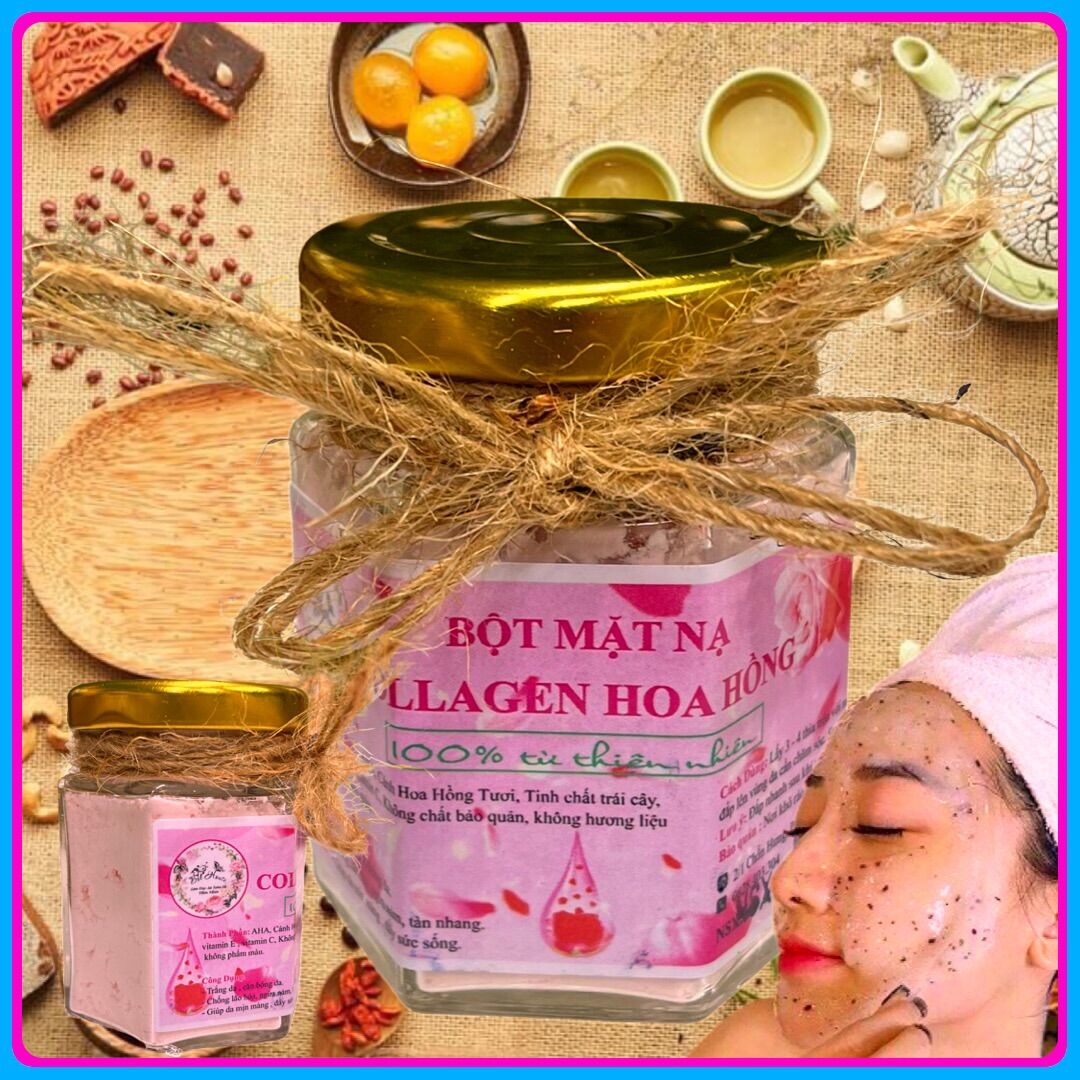Bột collagen hoa hồng nguyên chất đắp mặt nạ dưỡng da tự nhiên
