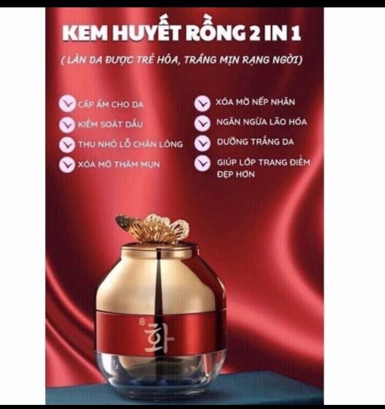 Kem (Huyết Rồng)2 tầng tặng 1 chai serum vitamin e chống lão hoá 100ml