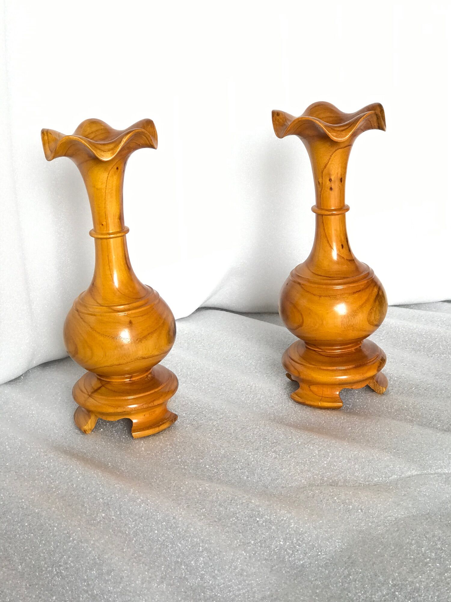 Lục bình gỗ Lọ hoa gỗ một đôi củ tỏi kt 12cm *30cm