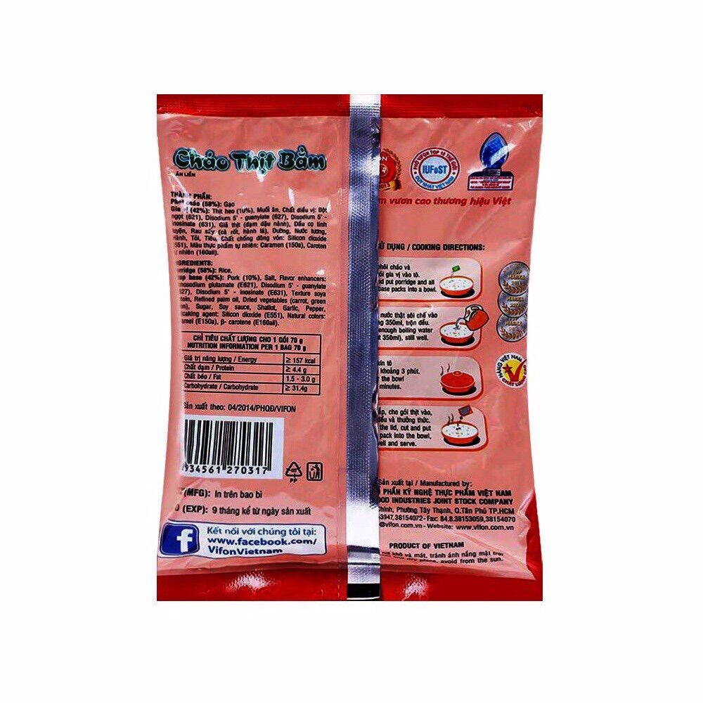 Cháo Thịt Bằm Vifon Gói 70g
