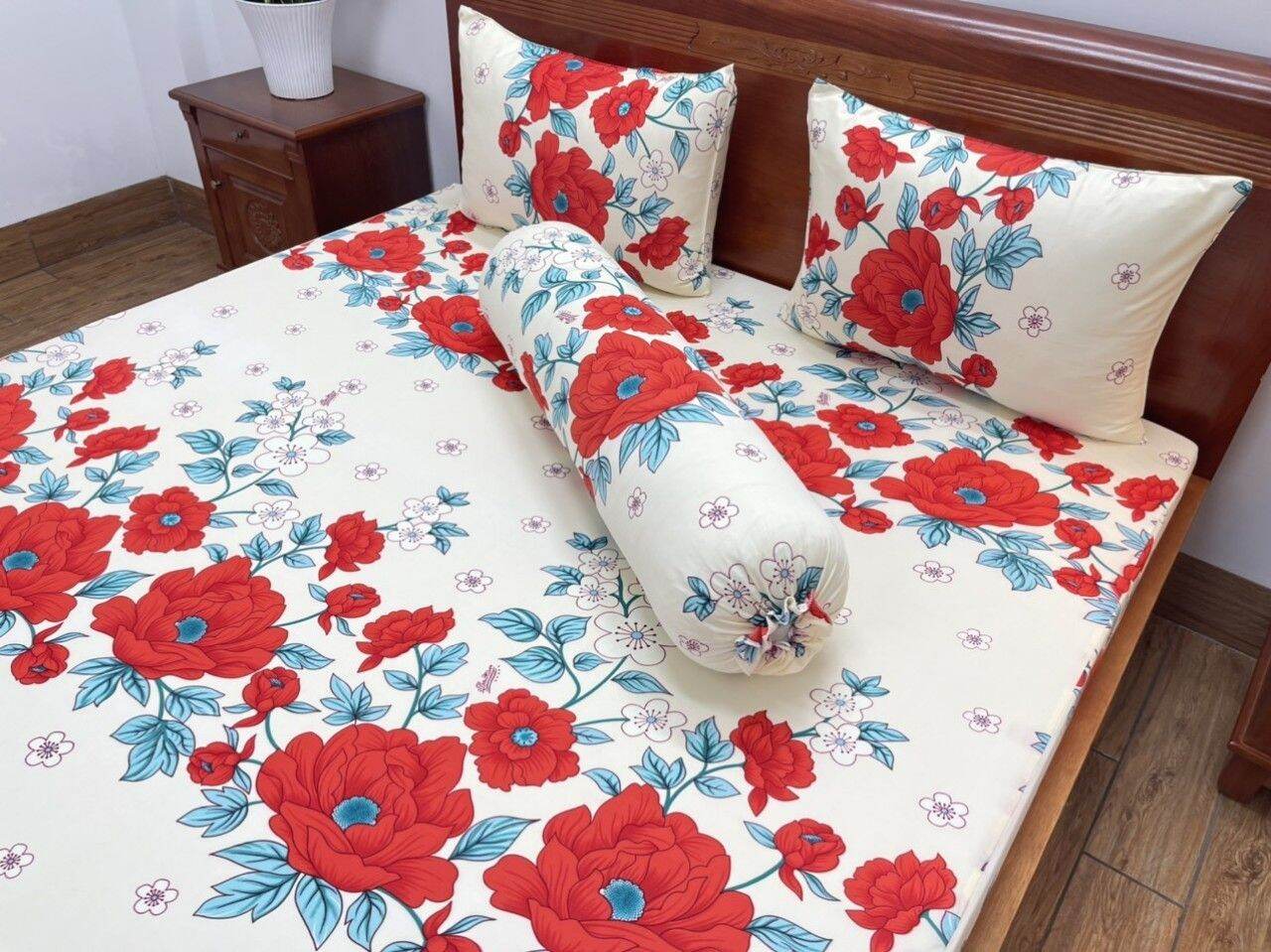 Drap ga giường lẻ thun lạnh Việt Nam in Hàn Quốc không áo gối