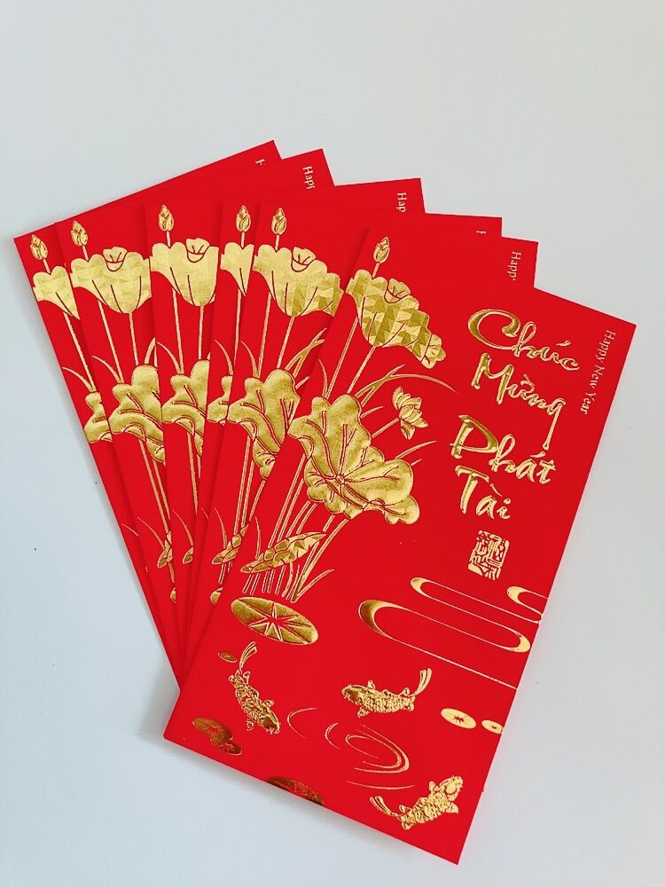 Bao lì xì hàng chuẩn xịn hoa văn dập nổi , bao lì xì cao cấp xấp 6 cái