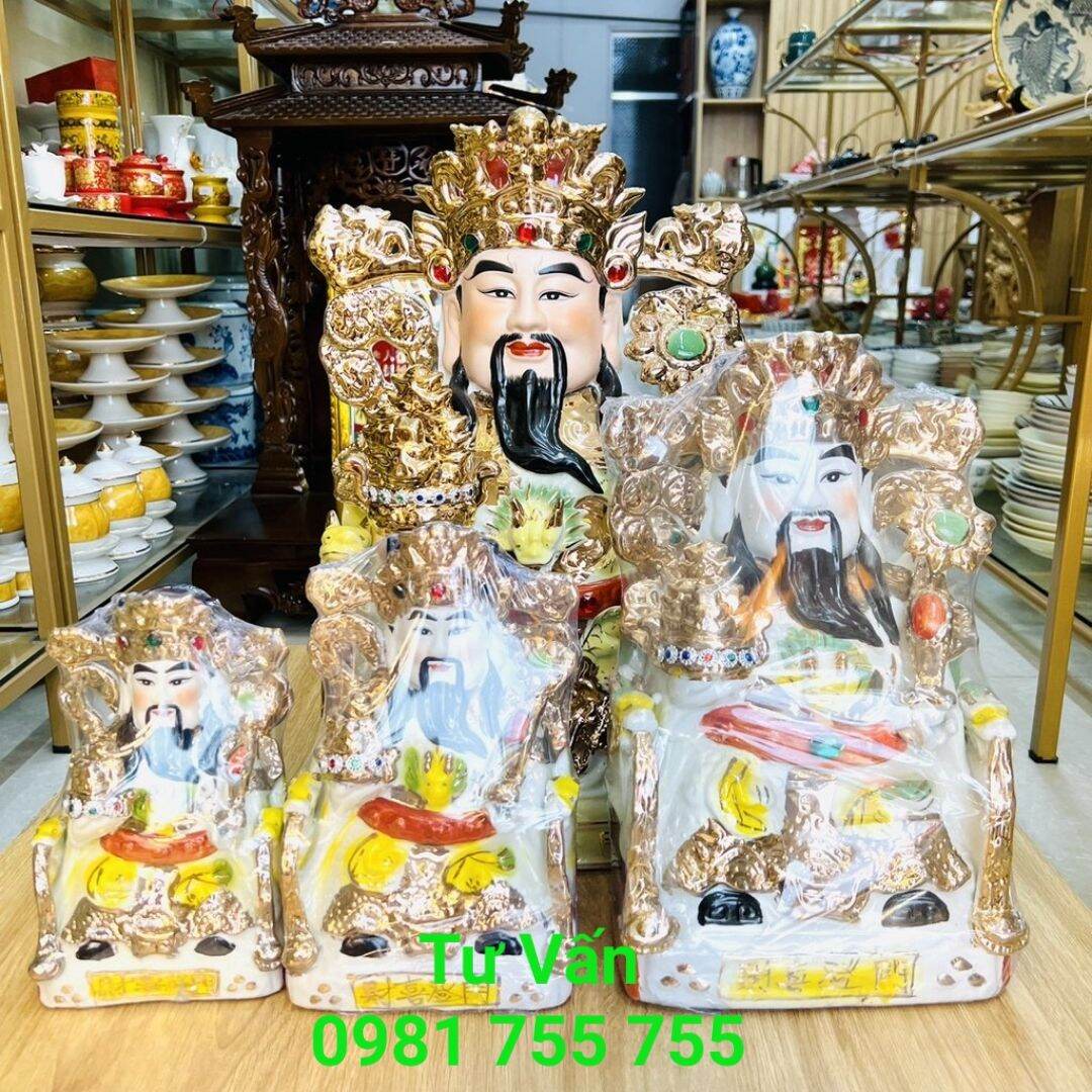 Tượng ông thần tiền giá rẻ_chất liệu gốm sứ cao cấp vẽ vàng_có vị trí nạp cốt