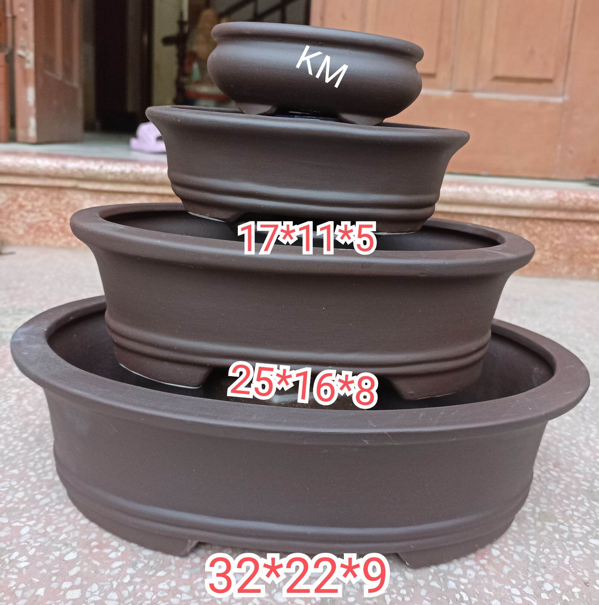 Bộ 4 chậu ovan đất nung cao cấp