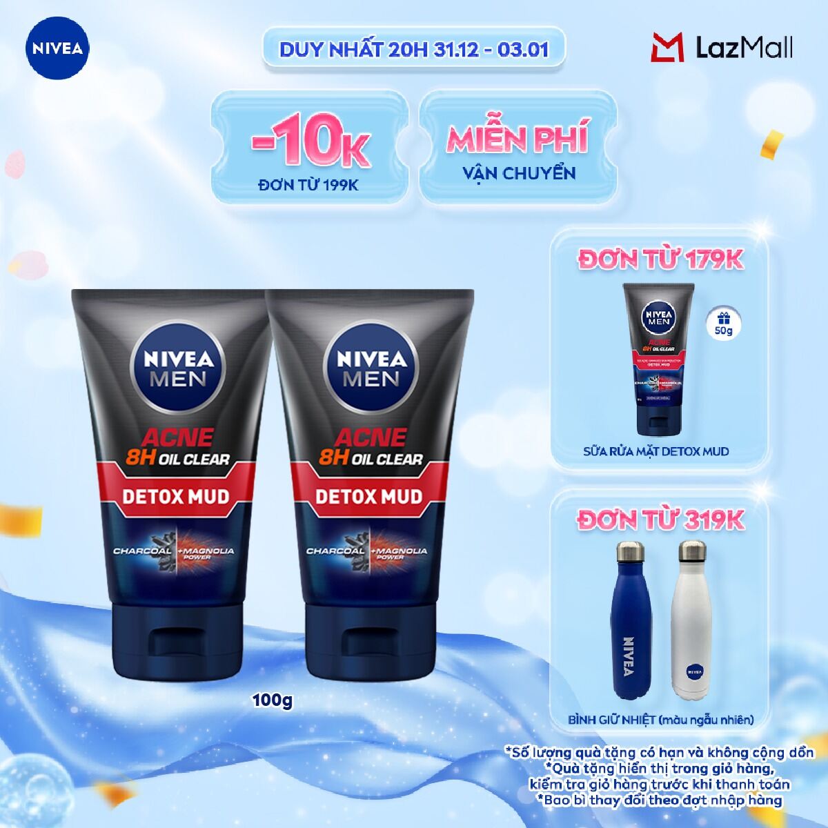  Bộ 2 Sữa Rửa Mặt Bùn Khoáng NIVEA MEN Kiểm Soát Nhờn & Ngừa Mụn  100g  - 83940 