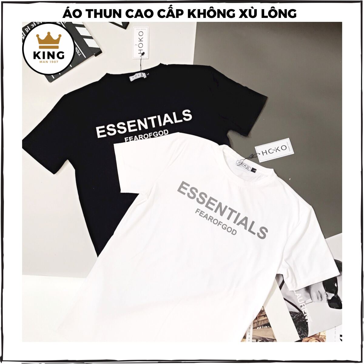 Áo thun nam cổ tròn in ESENTIALS vải cotton mát form ôm body, áo phông nam tay ngắn áo cộc tay quà tặng bạn trai