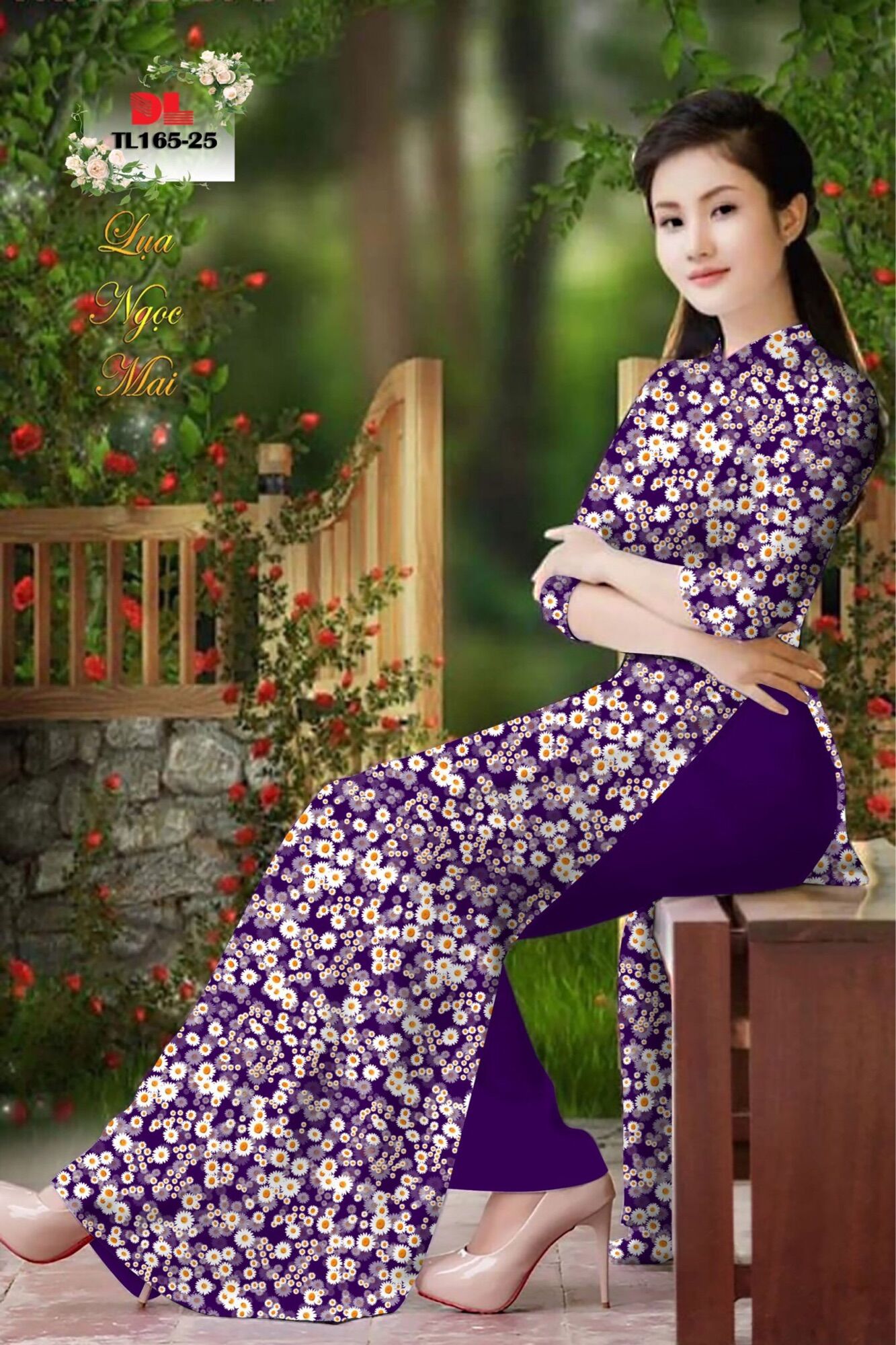 Vải áo dài hoa cúc