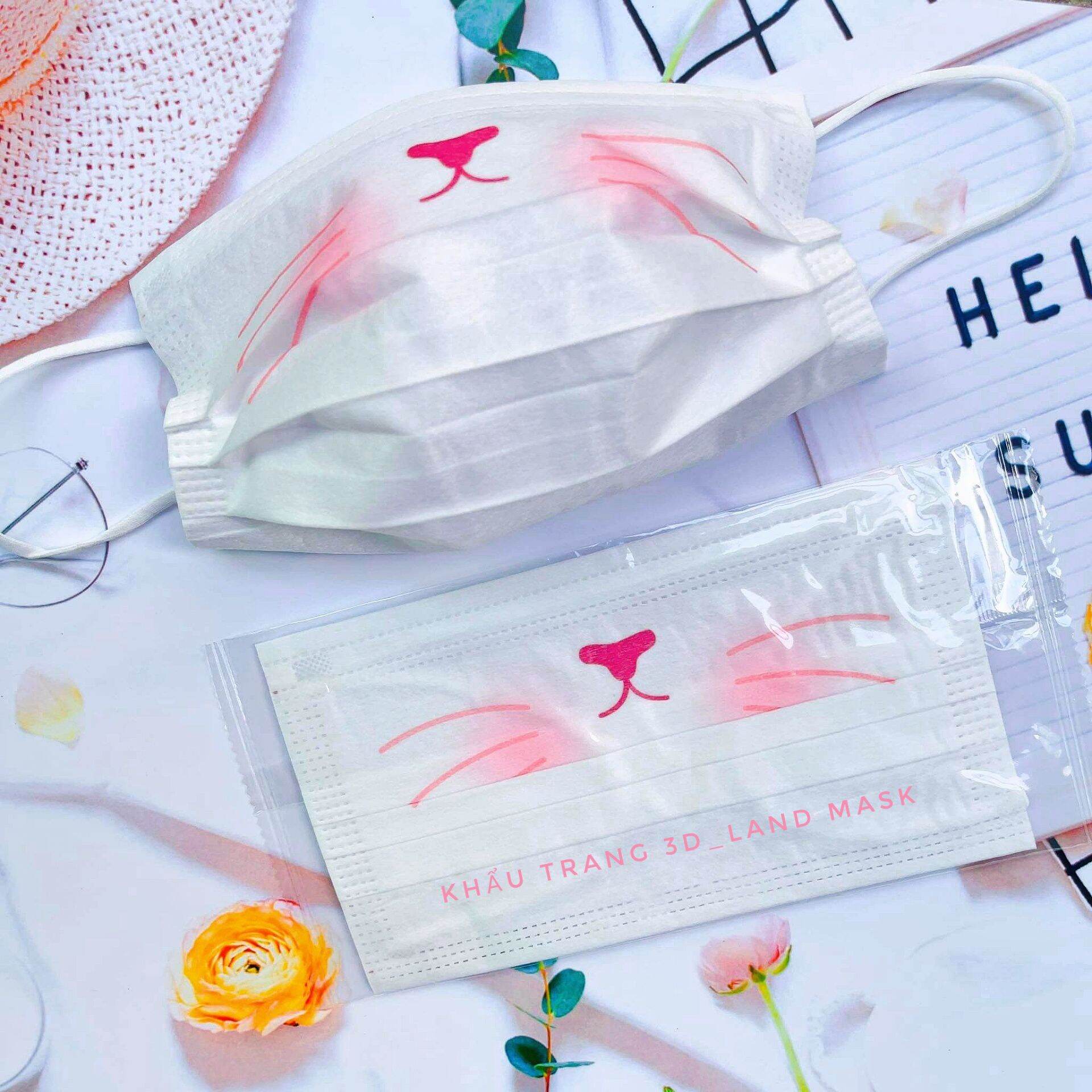 Set 10/50 Chiếc khẩu trang cua in hình mặt siêu cute đóng riêng từng chiếc người lớn