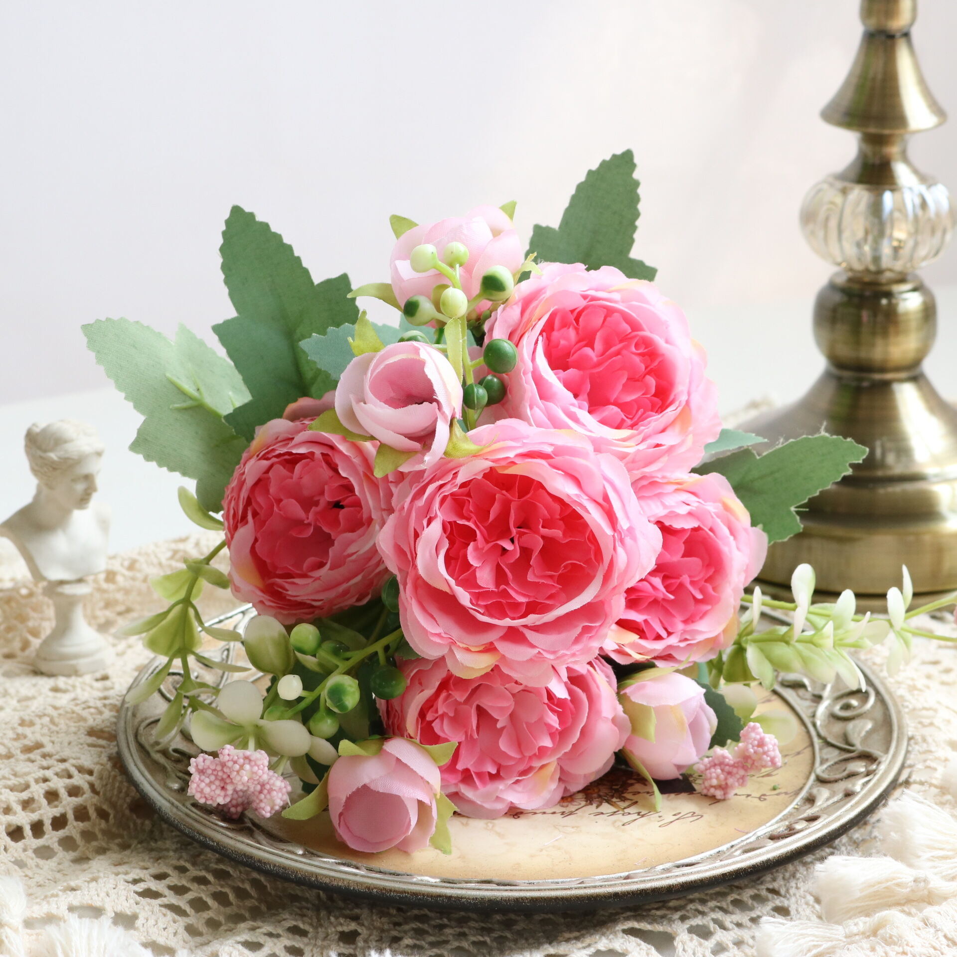 Rose Silk Flower Bouquet Korean Style Home Decor Wedding Decoration Flower Artificial Hydrangea Simple Style Universal Placement