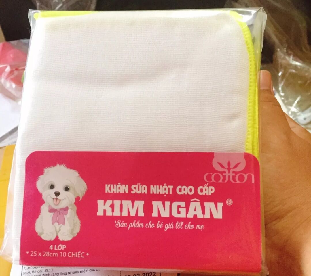 Khăn sữa cao cấp kim ngân, biti 4 lớp 25x28cm