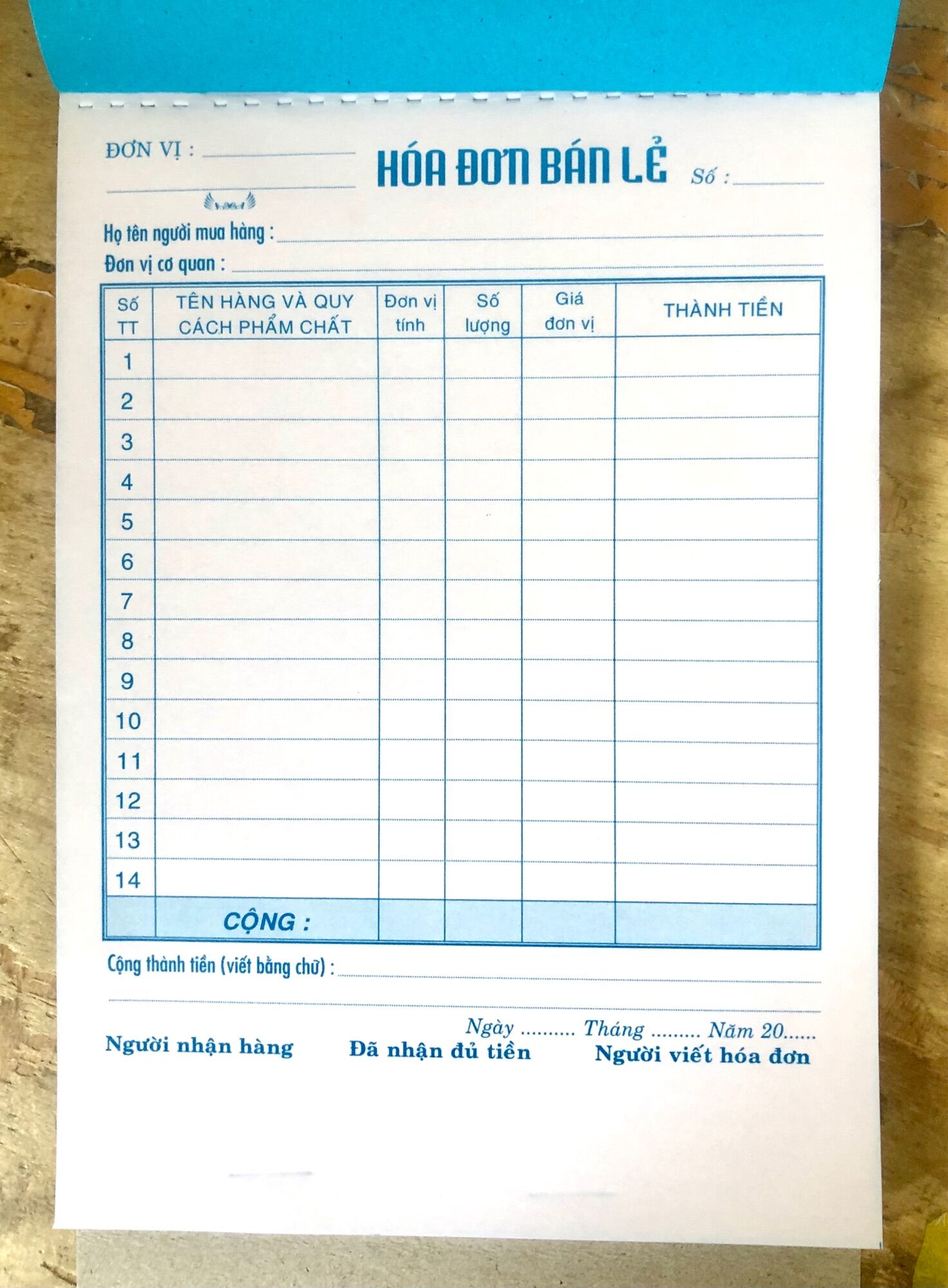 Combo 5 quyển Hóa đơn 3 liên 150 tờ ( 50 bộ)