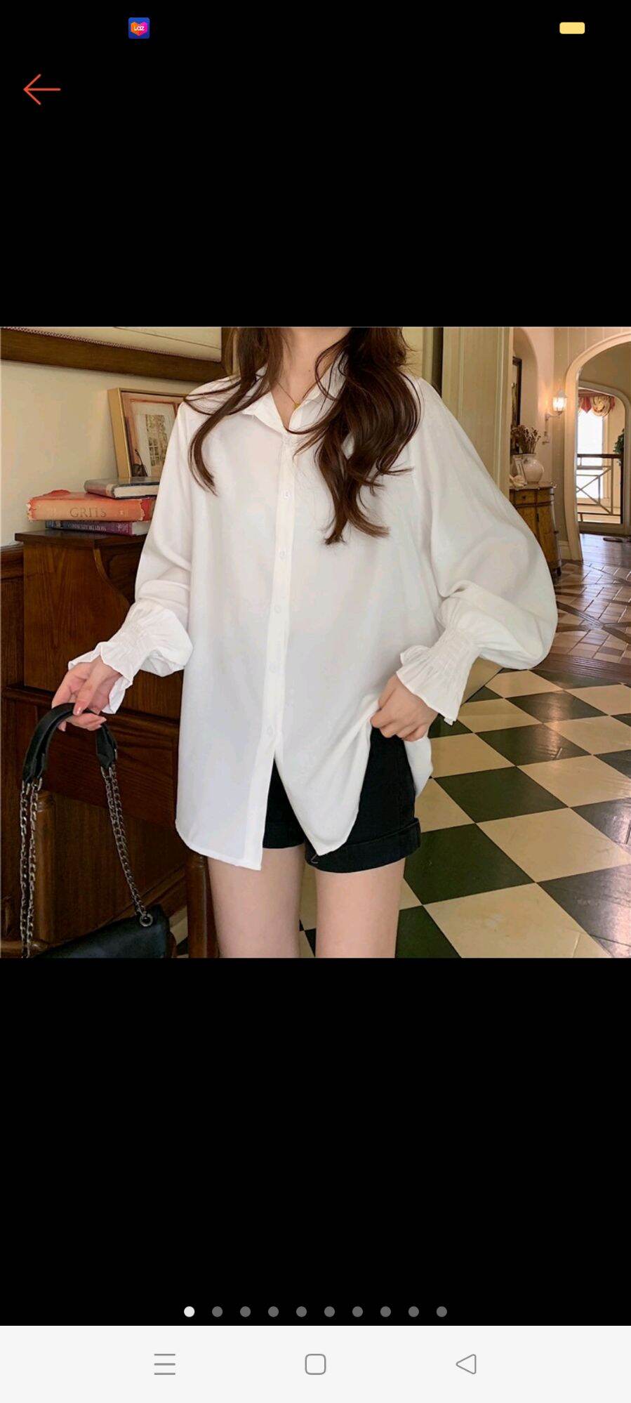 áo sơ mi trắng oversize tay bo chun ảnh thật