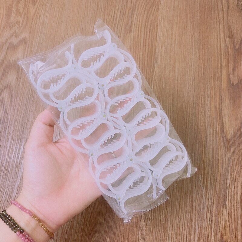 Vỉ kẹp tóc càng cua 5 răng 12 cái(trắng nhám nhựa dẻo)