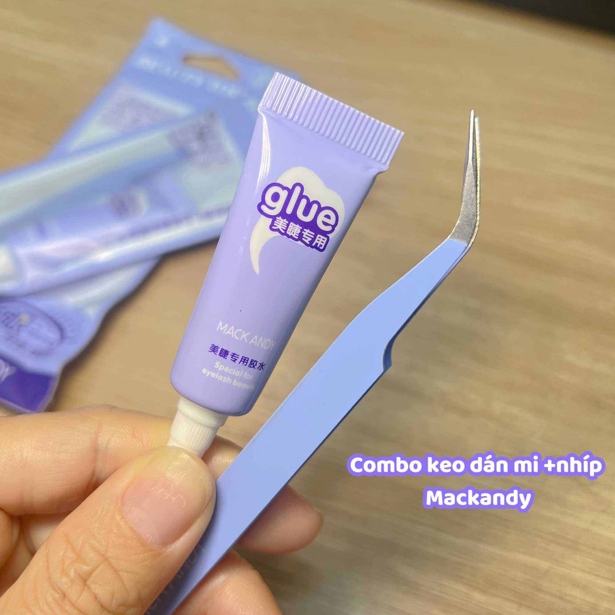 Combo 2 món keo dán lông mi và nhíp gắn mi Mack Andy