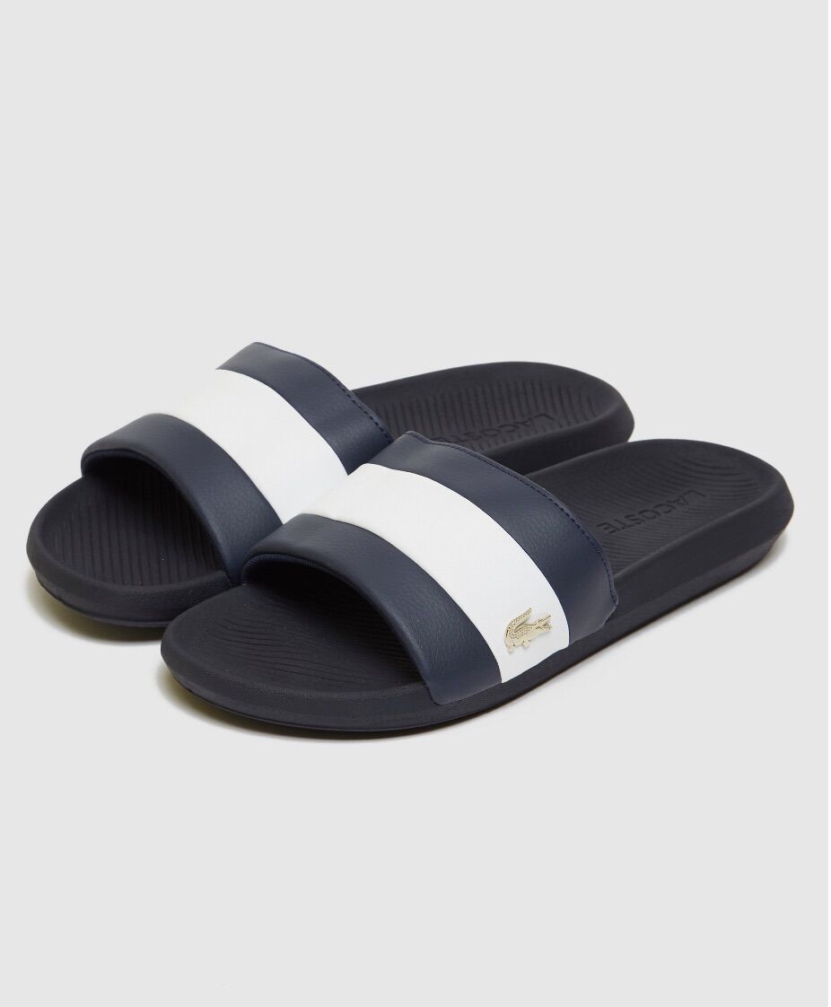 Dép Lacoste nam croco Navy in gold croc