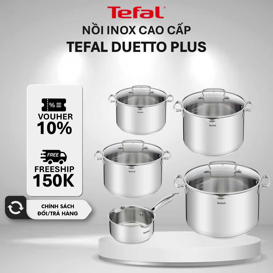 Nồi inox cao cấp 16cm/ 20cm/ 22cm/ 24cm/ 28cm Tefal Duetto Plus