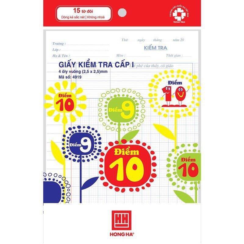 Giấy kiểm tra cấp 1 hồng hà