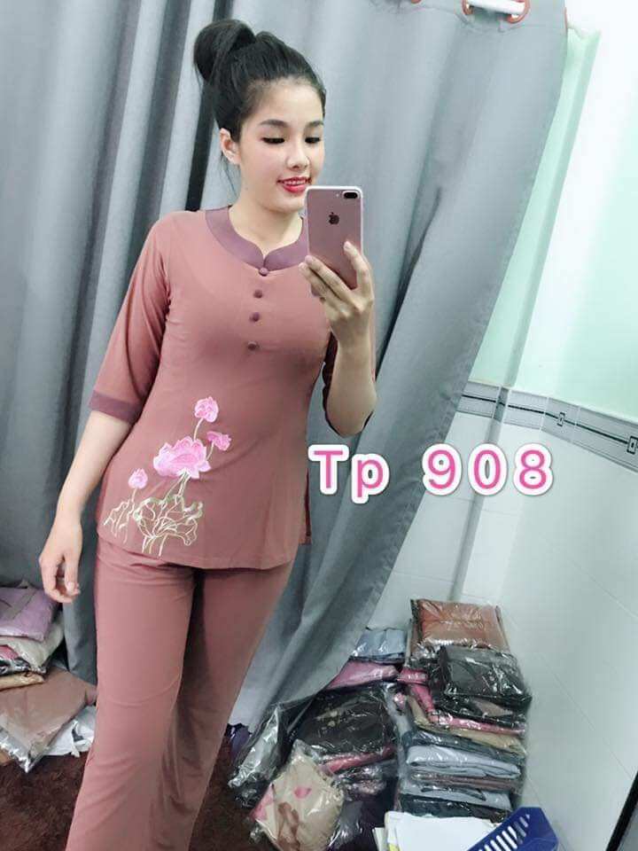 đồ lam đi chùa mẫu thun phối 3 nút loại 1