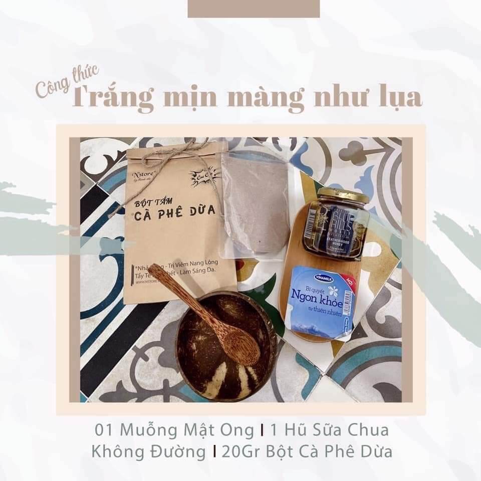 (Quà Cực Sốc Dây buộc Tóc 9k) Bột Tắm Trắng Cà Phê Dừa