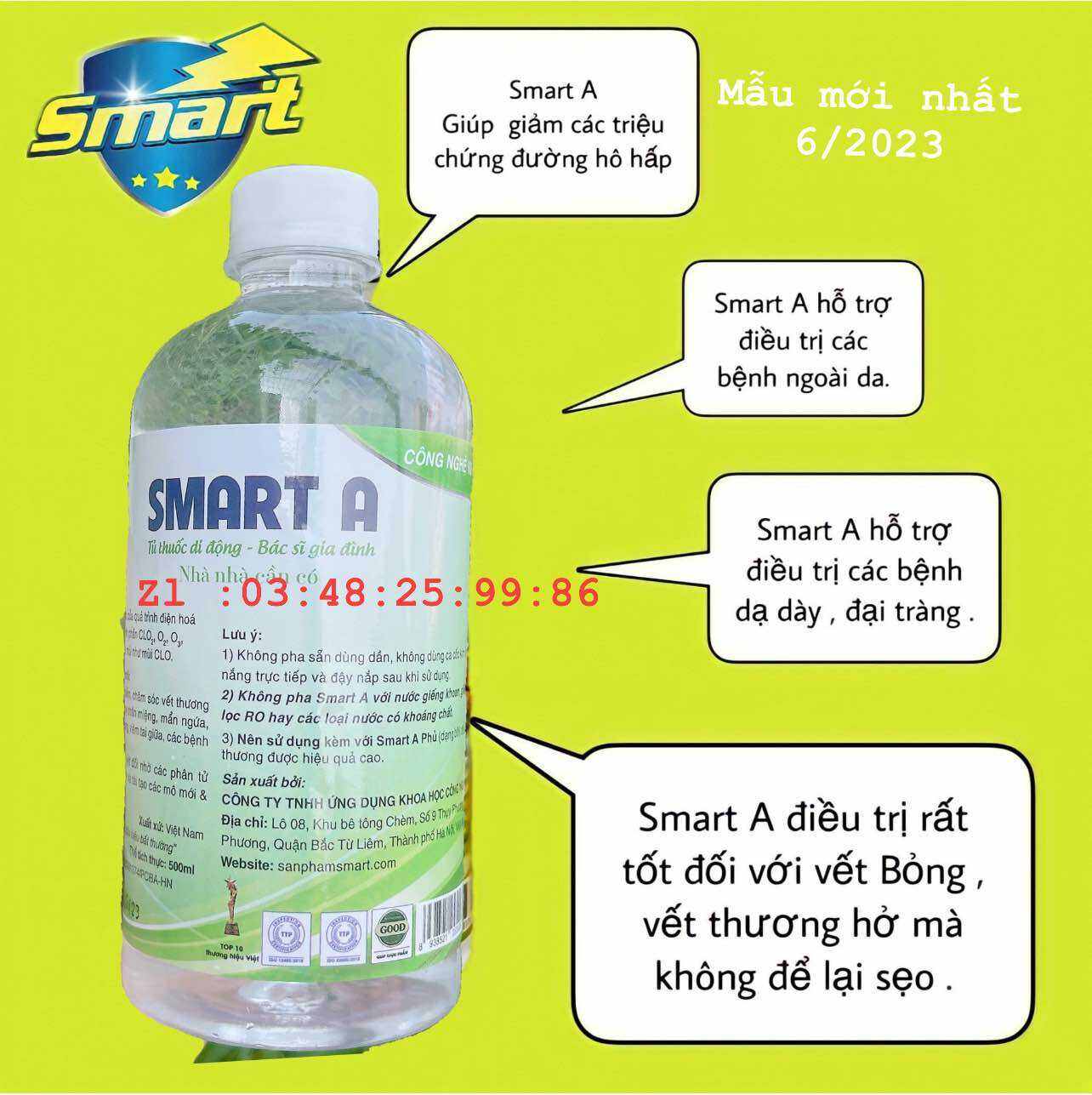 SMART A , [ Mẫu mới nhất) Dung dịch sát khuẩn Smart Anolyte (Nước A) khử khuẩn tay, bề mặt an toàn từ thiên nhiên