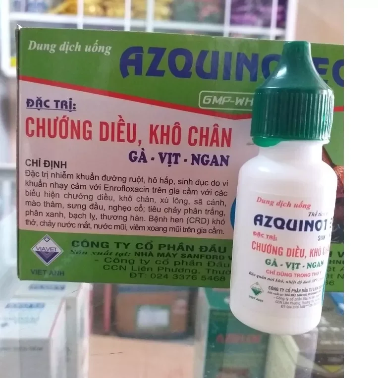 Azquinotec lọ 10ml chướng diều, khô chân gà đá, chim cảnh, vịt ngan, cút.