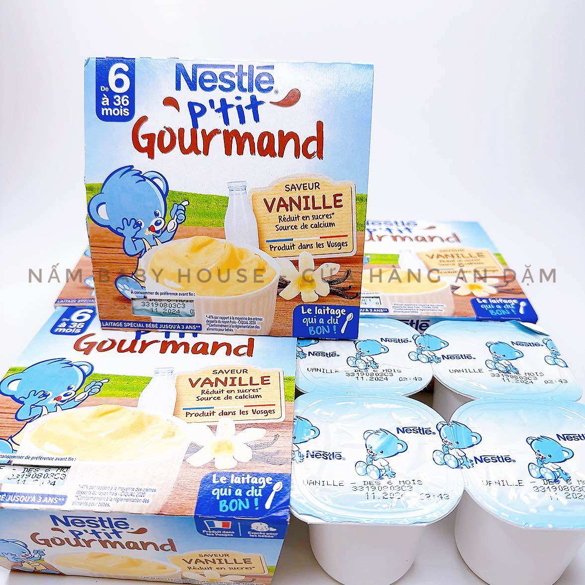 Date 1/2025 Váng sữa Nestle Pháp dành cho bé từ 6 tháng - 1 lốc 4 hộp 100g