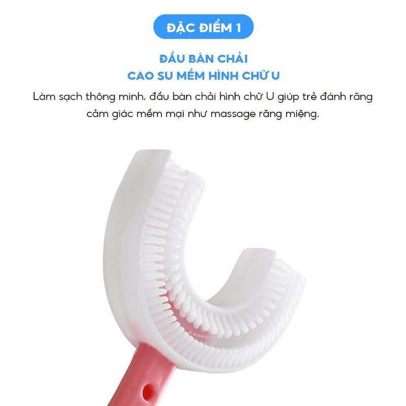 Bàn chải đánh răng chữ U | Midkid cho bé từ 2 tuổi, chải xoay 180 độ, massage răng, chất liệu mềm mại, an toàn