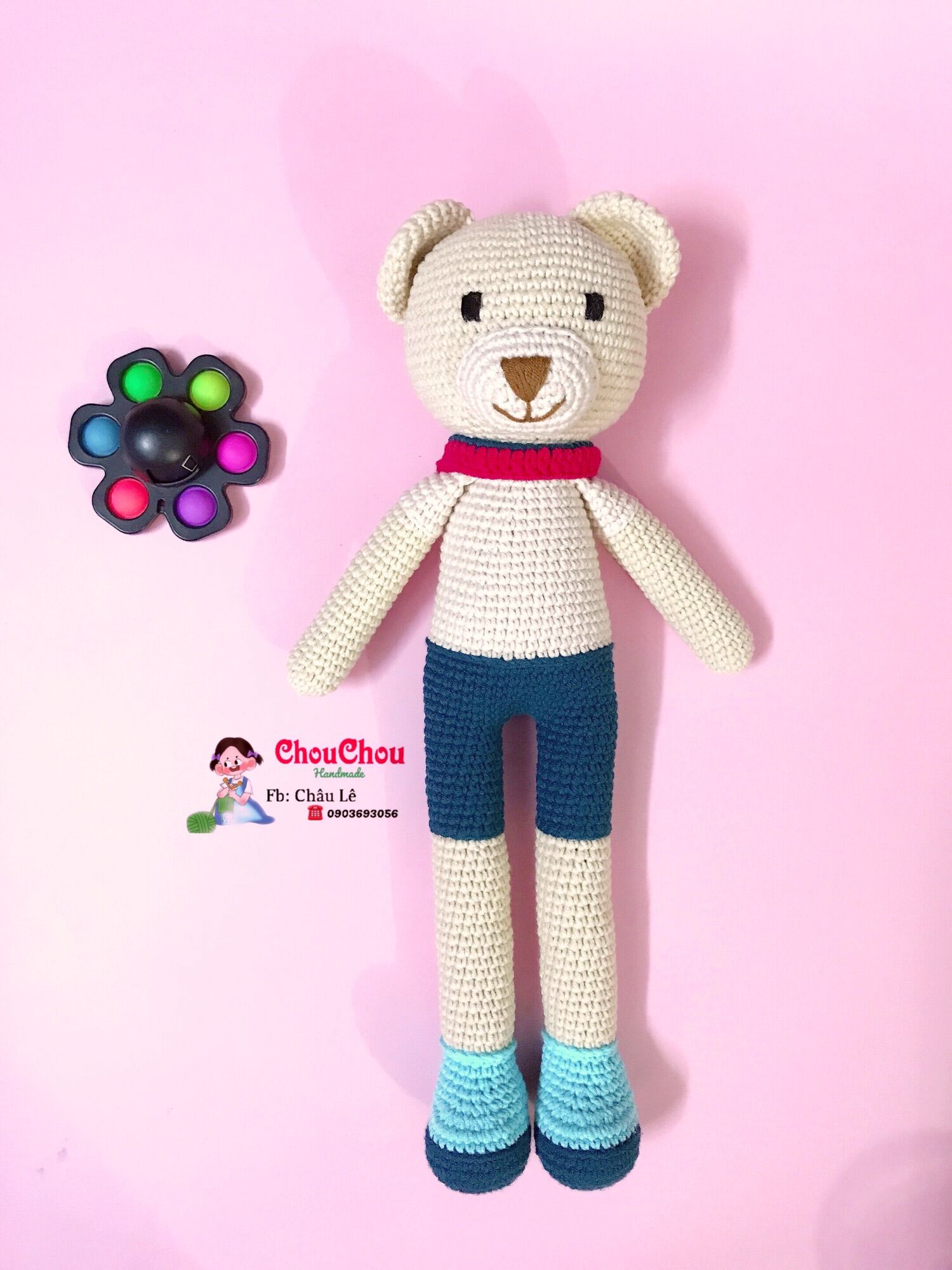 Thú len nhồi bông handmade - gấu chân dài