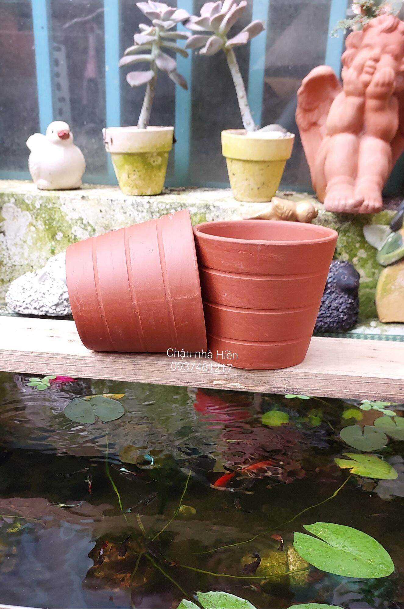 Chậu đất nung Bình Dương ly sọc ngang
