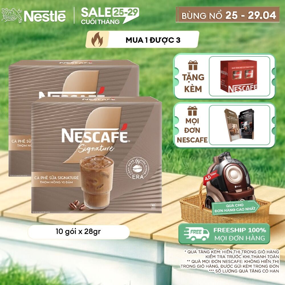 Combo 2 hộp Cà phê sữa NESCAFÉ Signature Hộp 10 gói THƠM NỒNG VỊ ĐẬM