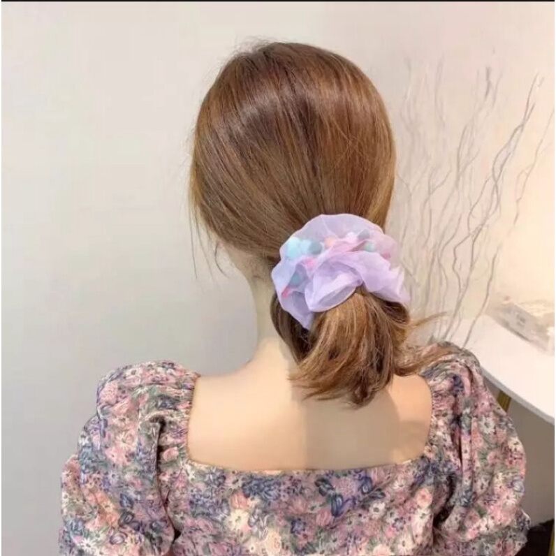 Dây cột tóc scrunchies lưới thời trang