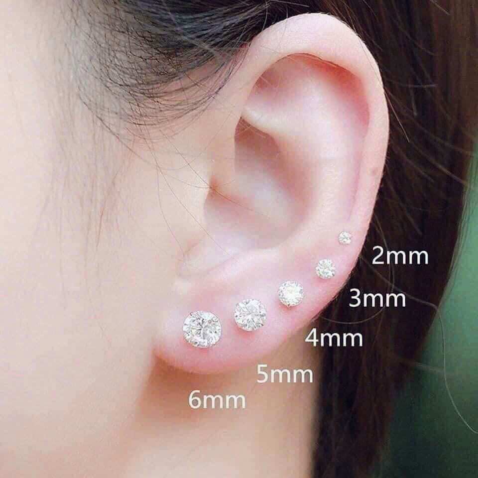 Bông tai bạc 1 hột đá đơn giản