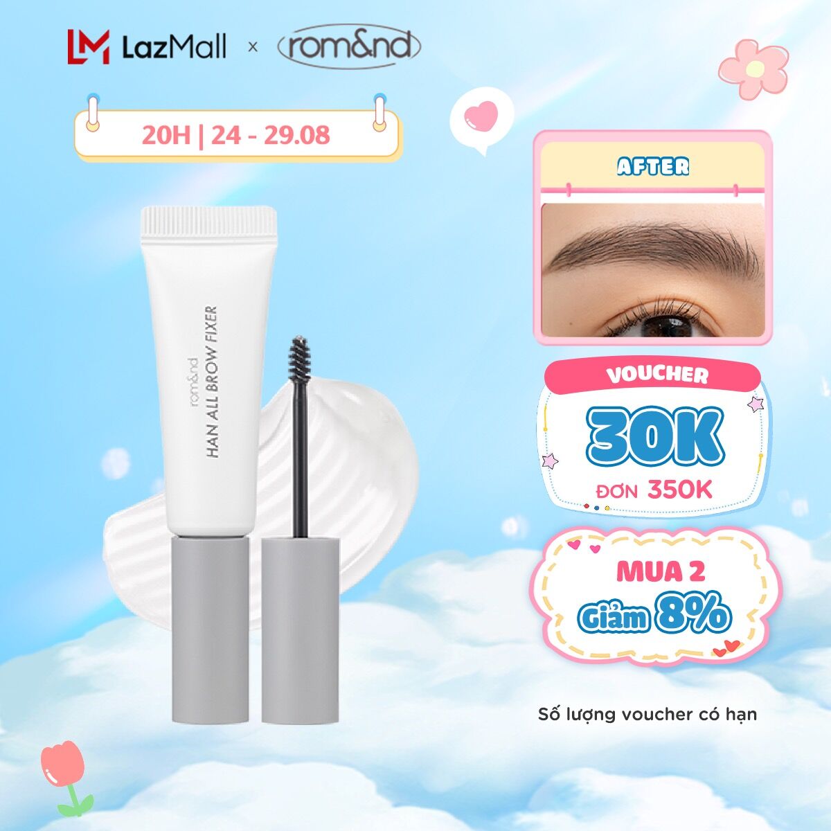 Gel trong suốt cố định lông mày tự nhiên Hàn Quốc Romand Han All Brow Fixer - Han All Line 9g