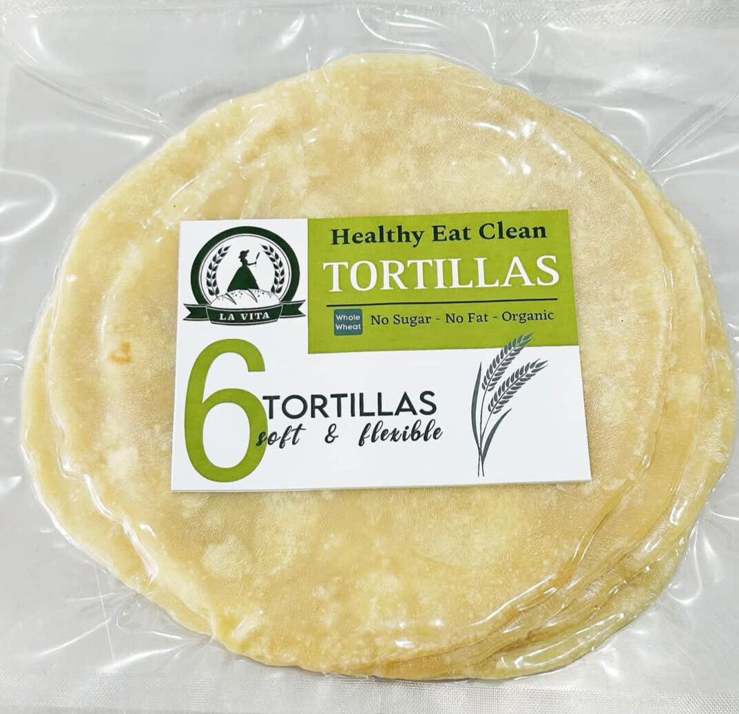 Bánh Tortilla Nguyên Cám Vỏ Bánh Tacos La Vita 23cm (Túi 6 cái) - KHÔNG ĐƯỜNG - KHÔNG CHẤT BÉO - Healthy Eat clean