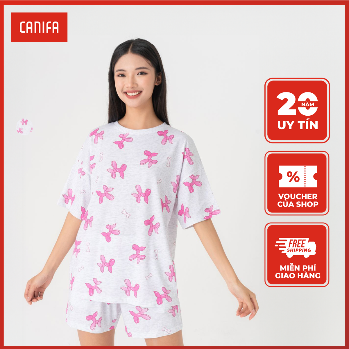 Bộ quần áo mặc nhà nữ CANIFA 6LS23S014