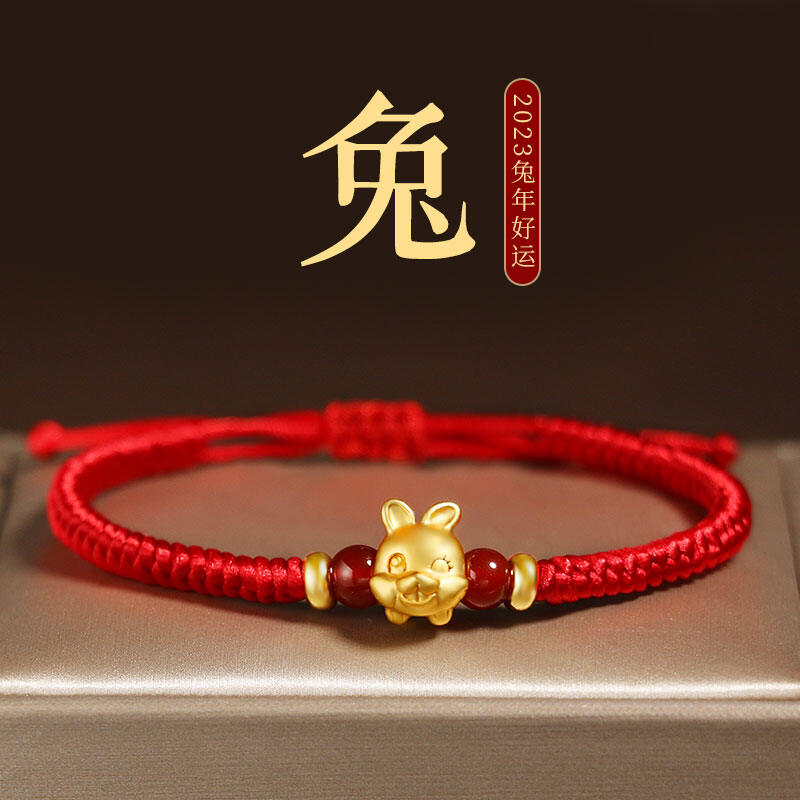 Vòng tay năm bản mệnh năm con thỏ 2023 vòng tay tết hạt đổi vận 12 con giáp vòng tay dây đỏ ngựa chuột gà con thỏ