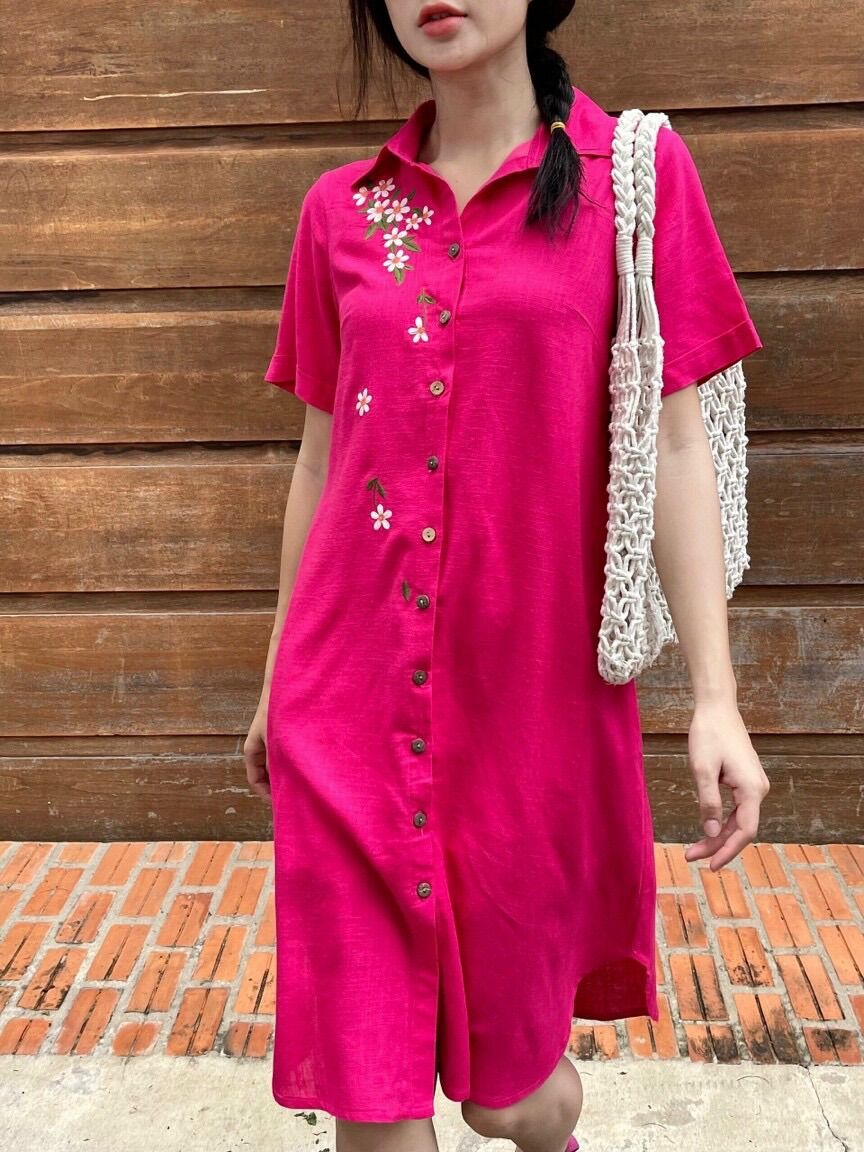 Đầm Thêu Linen Tưng Cao Cấp