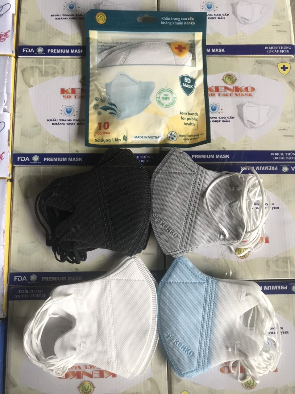 Thùng khẩu trang 5d kenko kháng khuẩn, khẩu trang 3 lớp kháng khuẩn