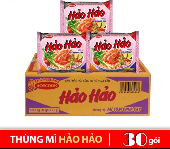 Thùng 30 gói mì hảo hảo tôm chua cay 75g