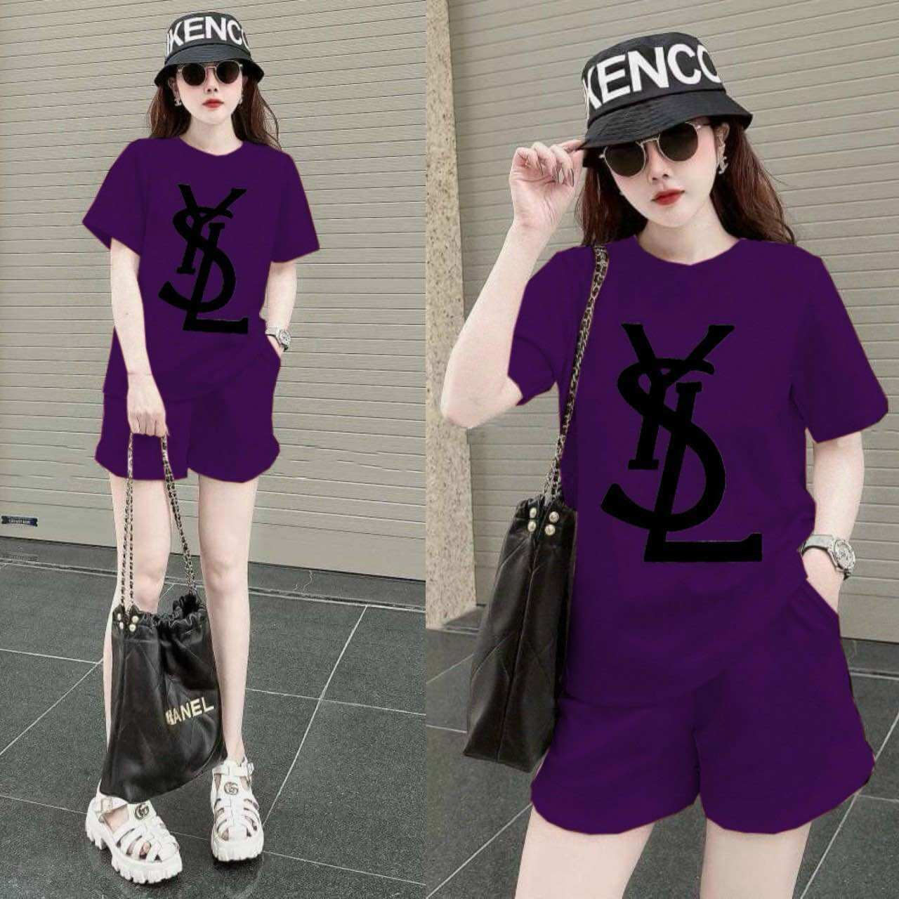 SÉT BỘ NỮ SHORT COTTON THÊU LOGO CAO CẤP