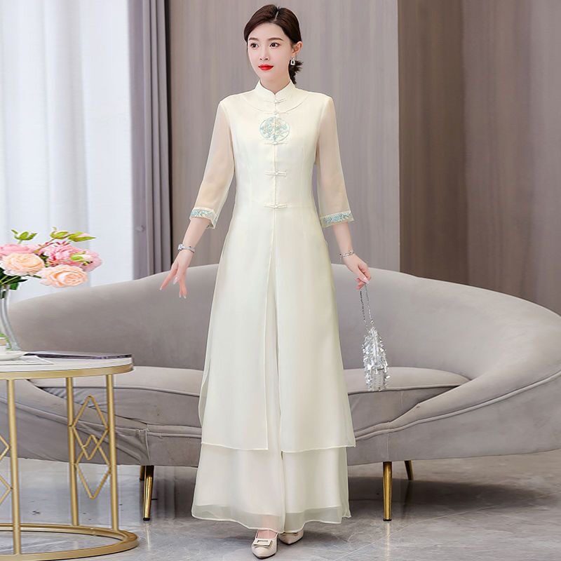 Bộ Đồ Hanfu Mới Phong Cách Trung Hoa Dành Cho Nữ, Áo Sơ Mi Trà Phật Giáo Mùa Hè, Cài Nút, Tay Lửng, Mặc Hàng Ngày