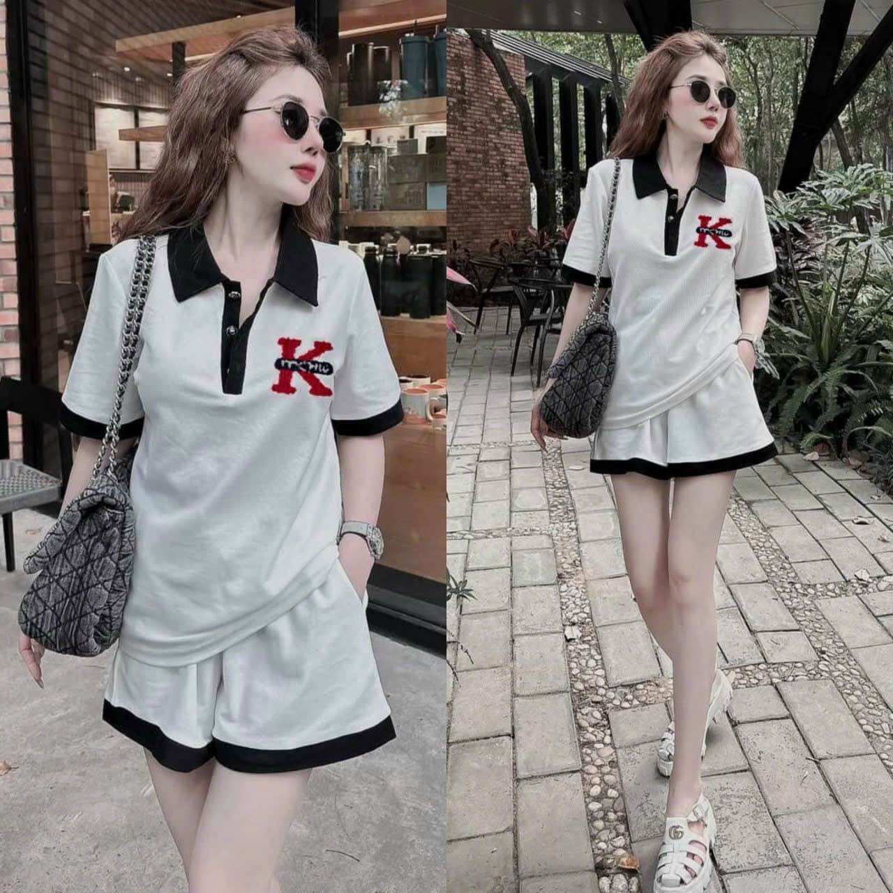 SÉT BỘ SHORT COTTON CỔ BẺ THÊU CAO CẤP
