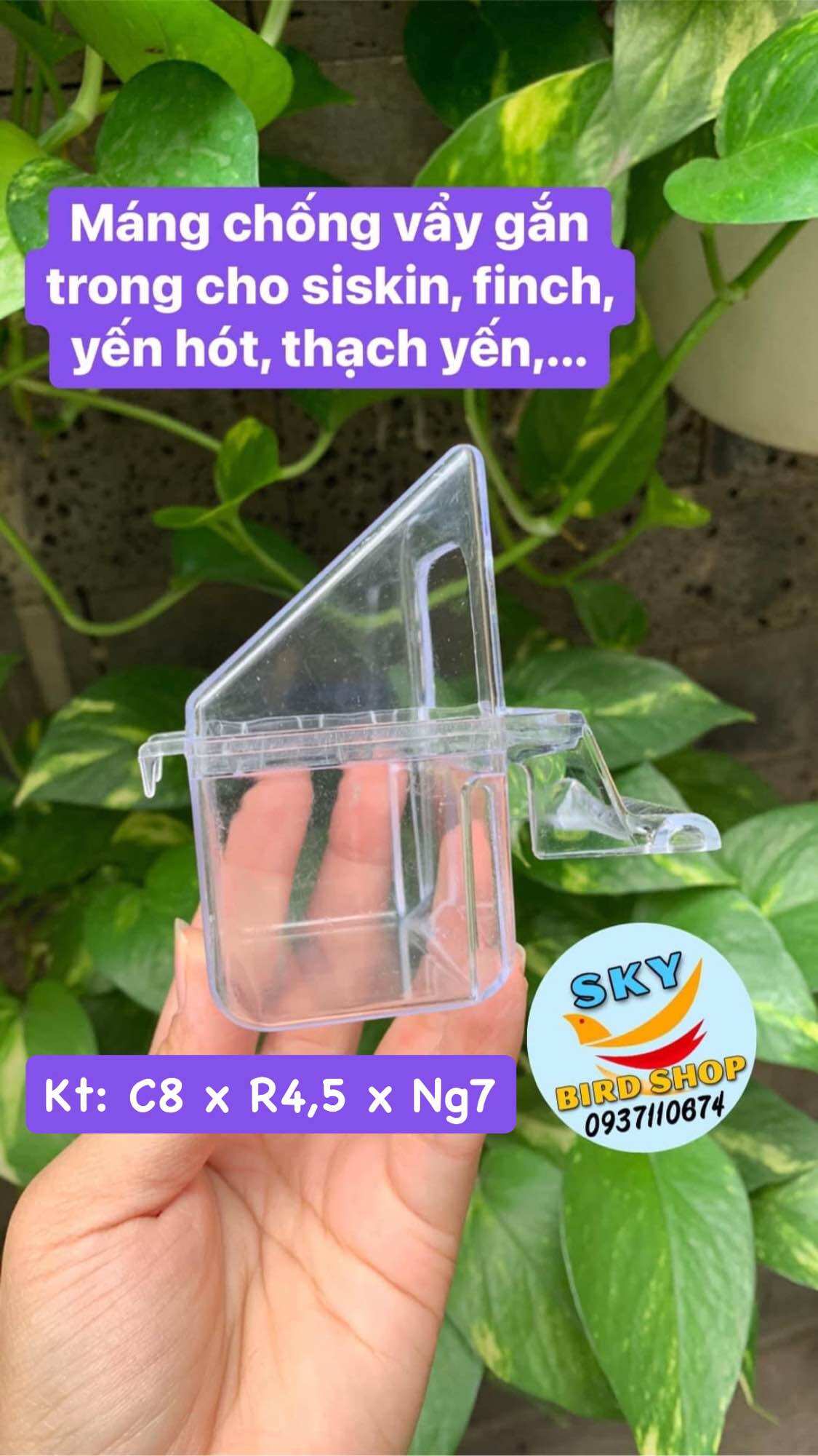 Máng ăn chống vẩy cho chim cảnh( gắn ngoài/ gắn trong)
