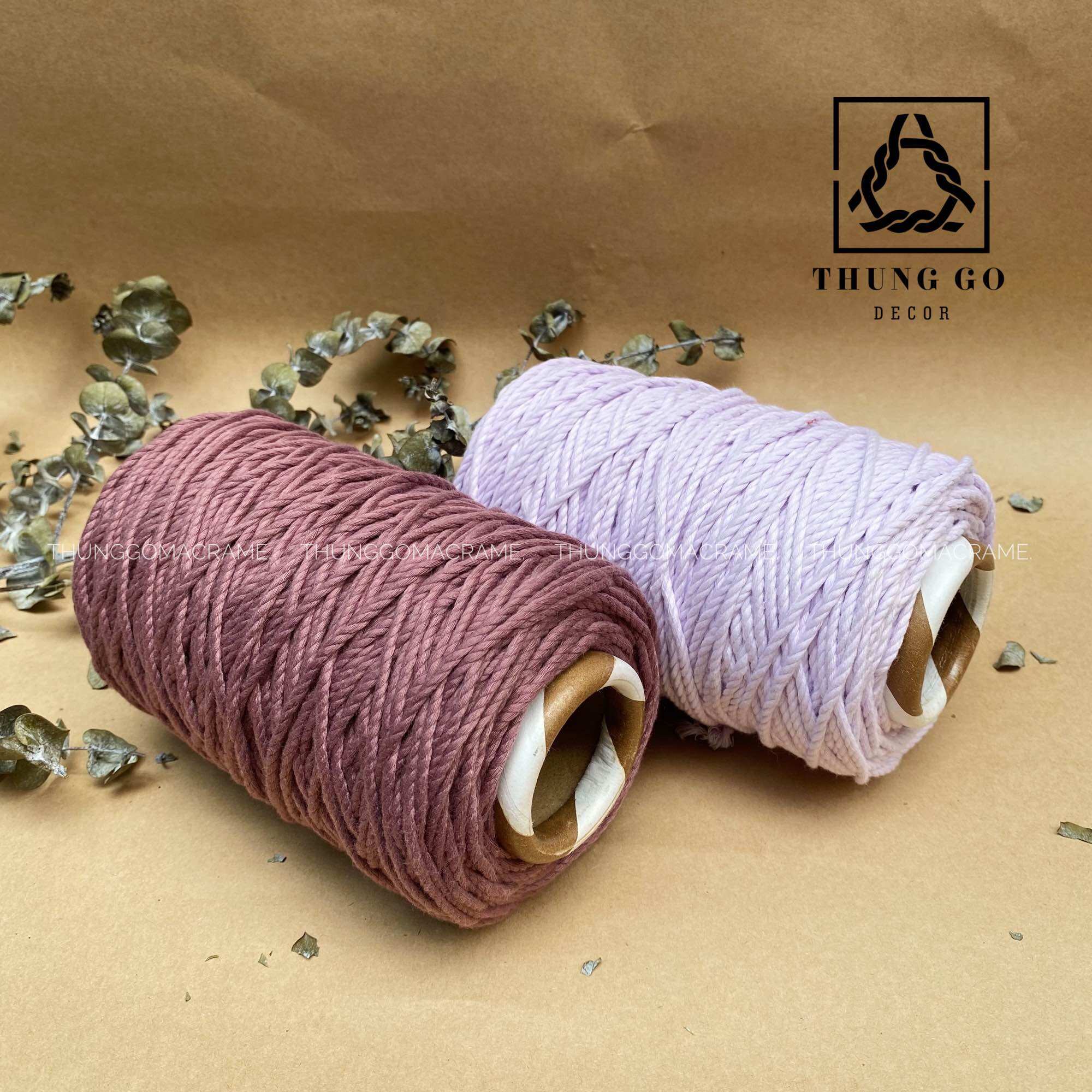 Dây thừng cotton Macrame màu TÍM PASTEL 3mm
