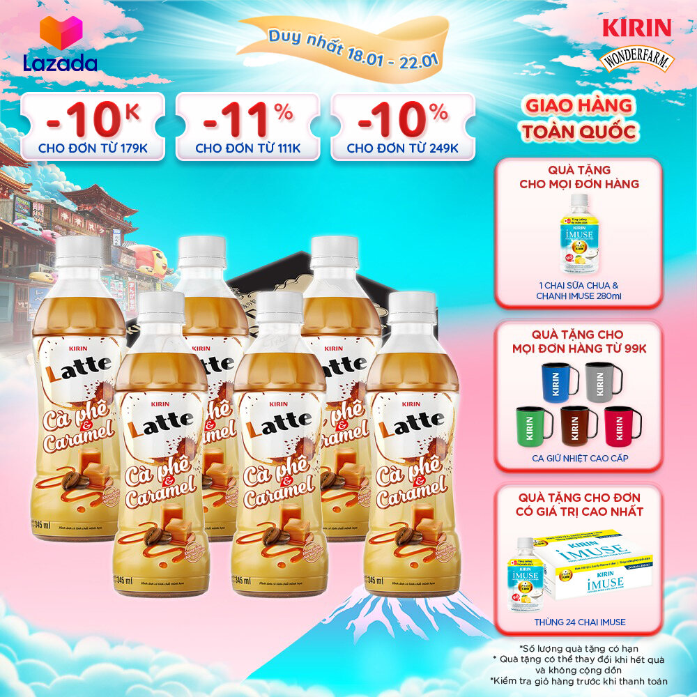   Duy nhất 25.02 - 28.02    Giao hàng toàn quốc  Lốc 6 - KIRIN Latte Cà Phê & Caramel 345ml 