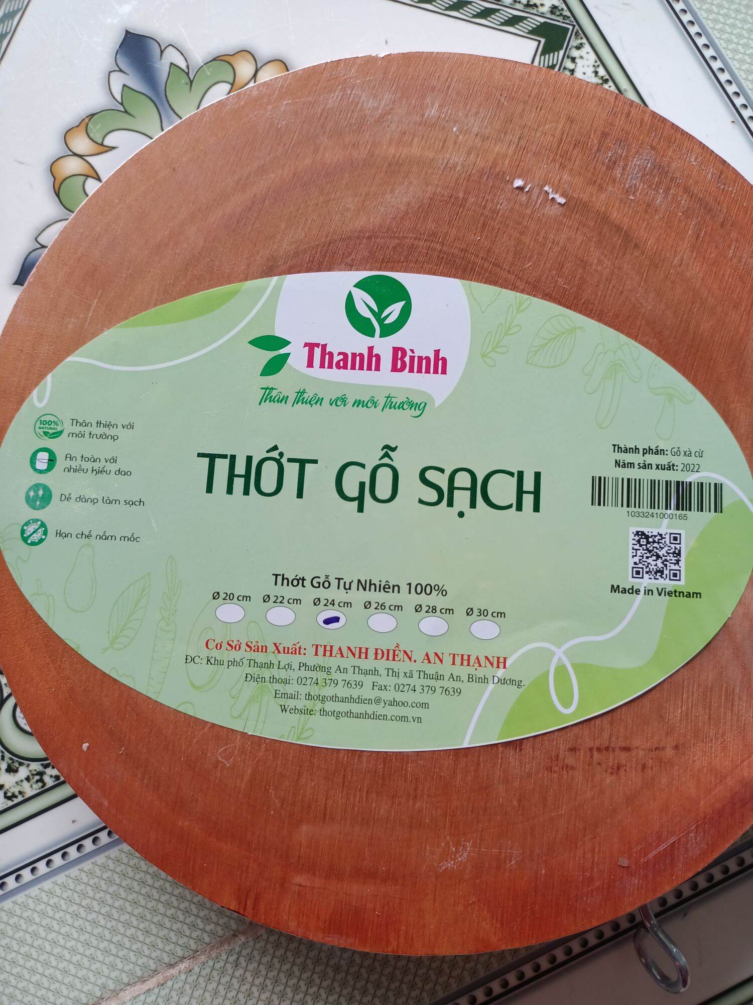 thớt gỗ tròn đk 24cm
